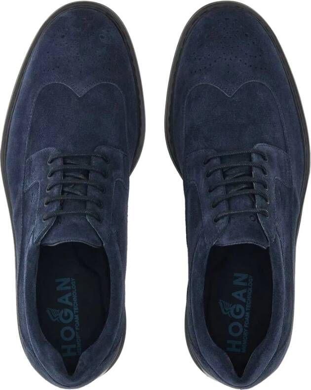 Hogan Blauwe Suède Sneakers Zwaluwstaart Stijl Blue Heren