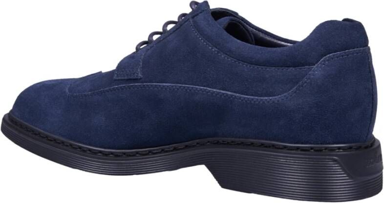 Hogan Blauwe Suède Veterschoenen Blue Heren