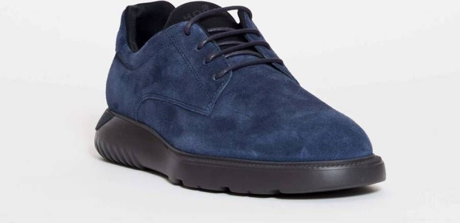 Hogan Blauwe Suède Veterschoenen Blue Heren