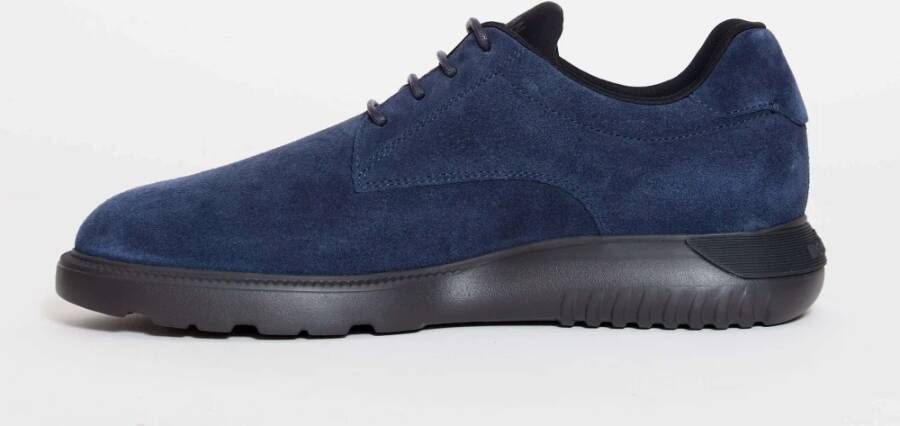 Hogan Blauwe Suède Veterschoenen Blue Heren