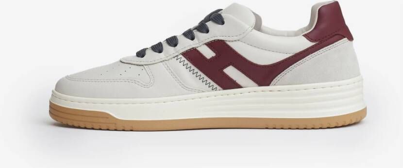 Hogan Bordeaux Leren Basket Style Sneakers White Heren