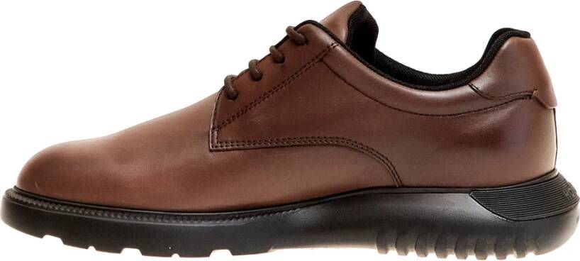 Hogan Bruin Leren Veterschoenen Aw23 Brown Heren