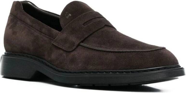 Hogan Bruine Leren Loafer Schoen Brown Heren