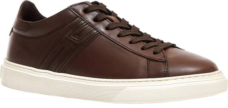 Hogan Bruine Leren Sneakers Brown Heren