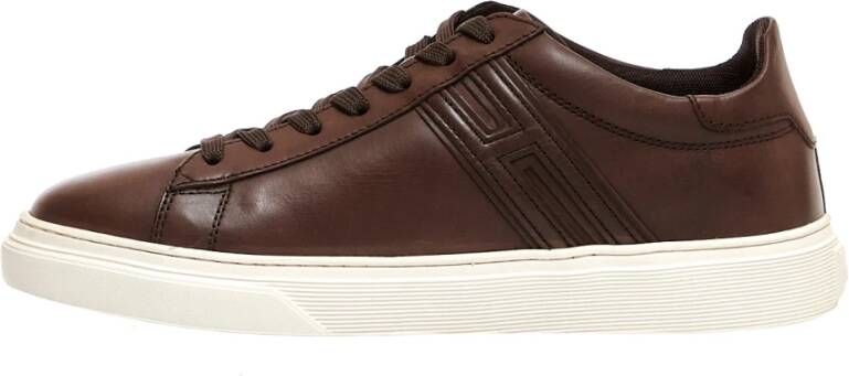 Hogan Bruine Leren Sneakers Brown Heren