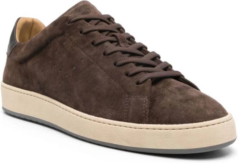 Hogan Bruine leren sneakers geborstelde afwerking Brown Heren