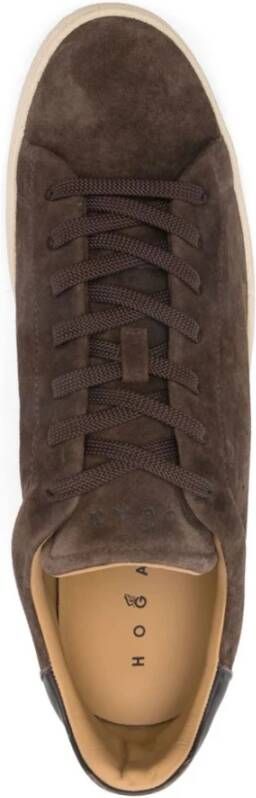 Hogan Bruine leren sneakers geborstelde afwerking Brown Heren