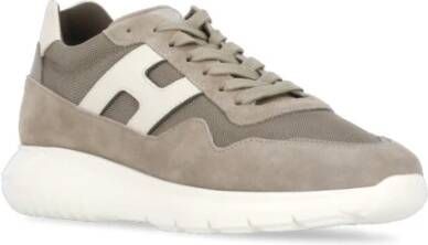 Hogan Bruine Leren Sneakers met Logodetail Brown Heren