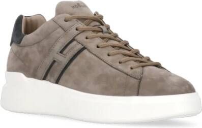 Hogan Bruine Leren Sneakers Ronde Neus Brown Heren