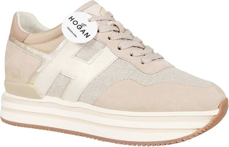 Hogan Bruine Leren Sneakers Stijlvol Platform Beige Dames