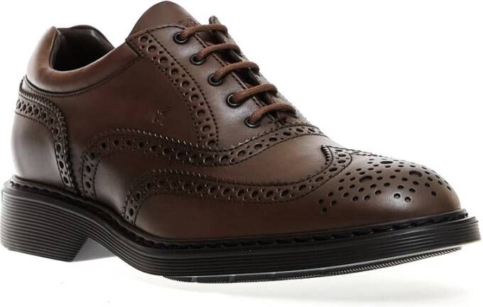 Hogan Bruine leren veterschoenen Aw23 Brown Heren