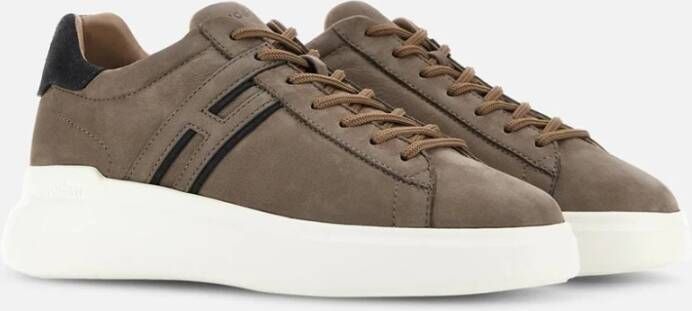 Hogan Bruine Nabuk Sneakers met Memory Foam Zool Brown Dames