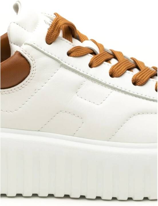 Hogan Bruine Sneakers H-Stripes Veters White Dames