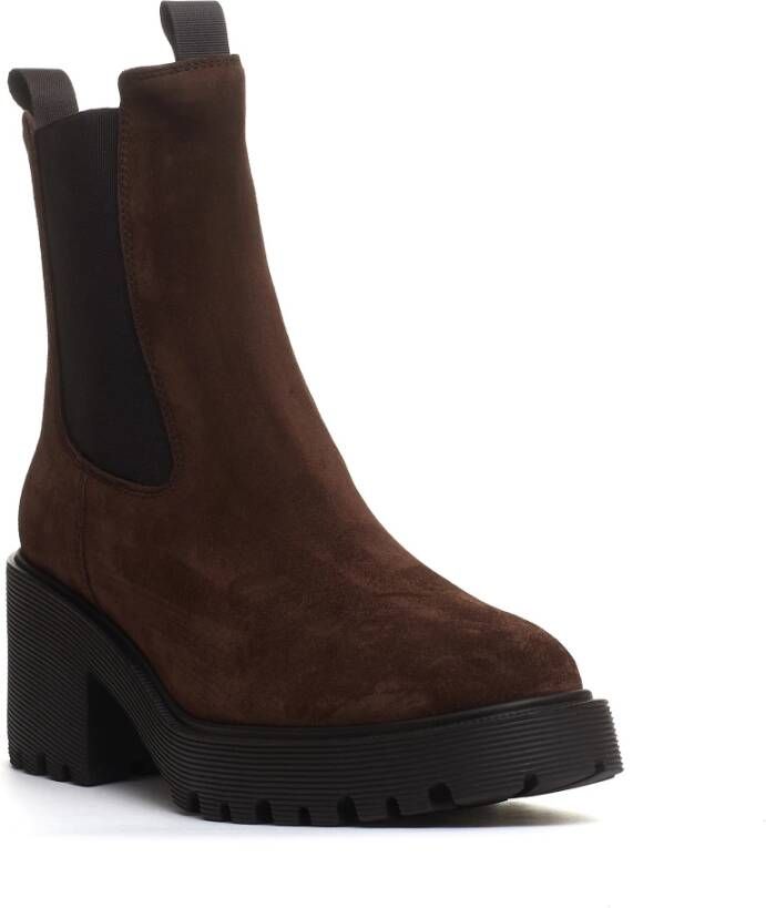 Hogan Bruine Suède Enkellaarzen Aw24 Brown Dames