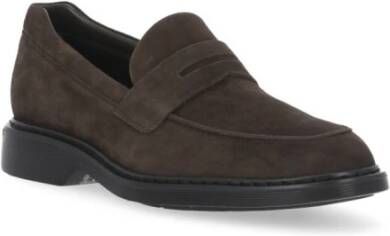 Hogan Bruine Suède Leren Loafers met Monogram Brown Heren