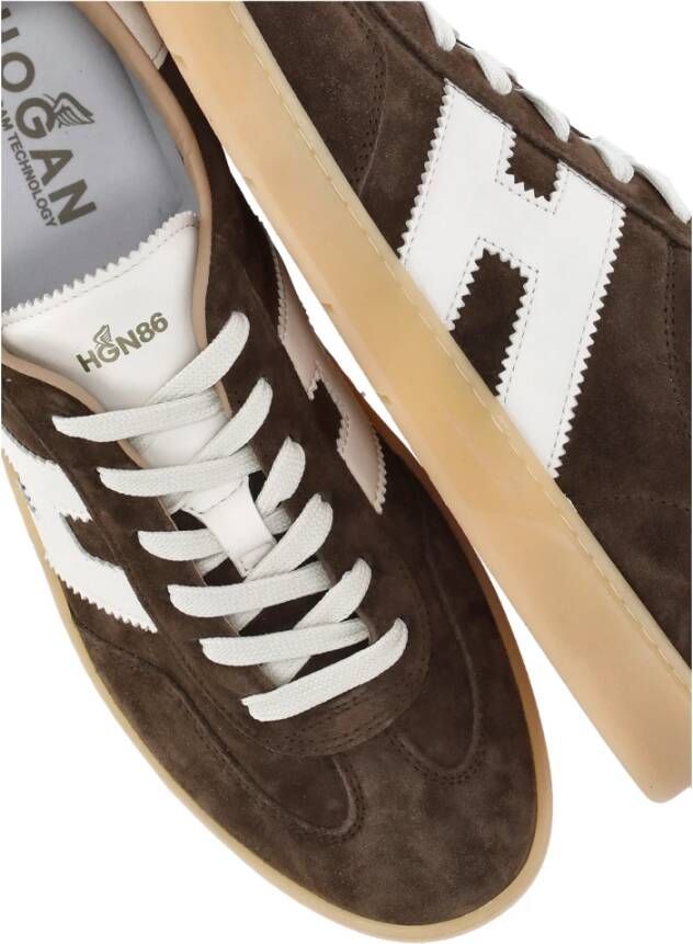 Hogan Bruine Suède Leren Sneakers Ronde Neus Brown Heren