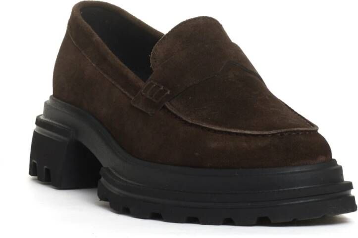 Hogan Bruine Suède Loafers Brown Dames