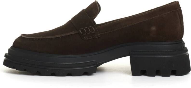 Hogan Bruine Suède Loafers Brown Dames