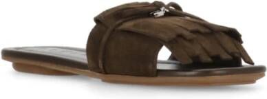 Hogan Bruine Suède Sandalen met Franjes Brown Dames