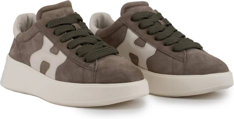 Hogan Bruine Suède Sneakers Leren Details Brown Dames