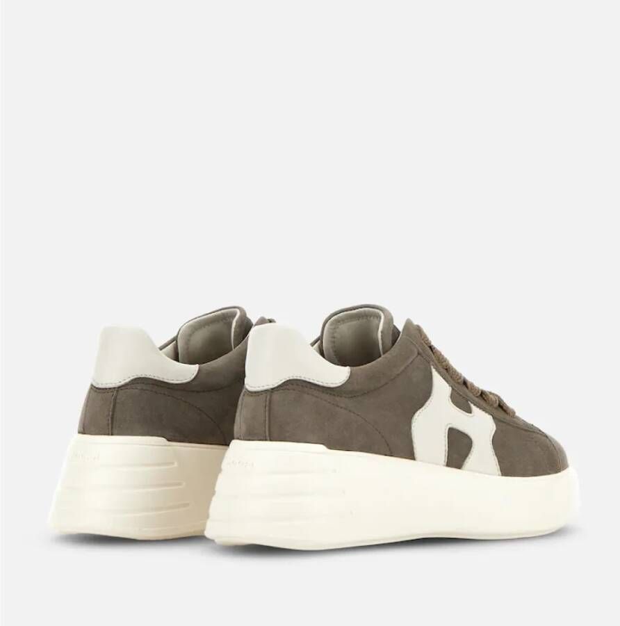 Hogan Bruine Suède Sneakers met Golvende Zijde Brown Dames