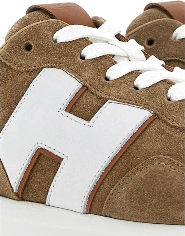 Hogan Bruine Suède Sneakers met Logopatch Brown Heren