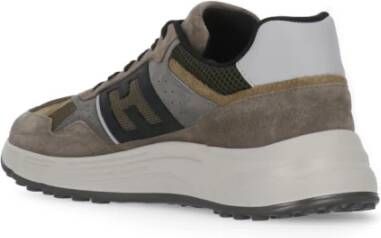 Hogan Bruine Suede Sneakers met Tech Inzetstukken Multicolor Heren