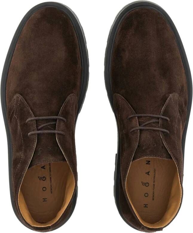 Hogan Bruine Suède Sneakers met Zacht Voetbed Brown Heren