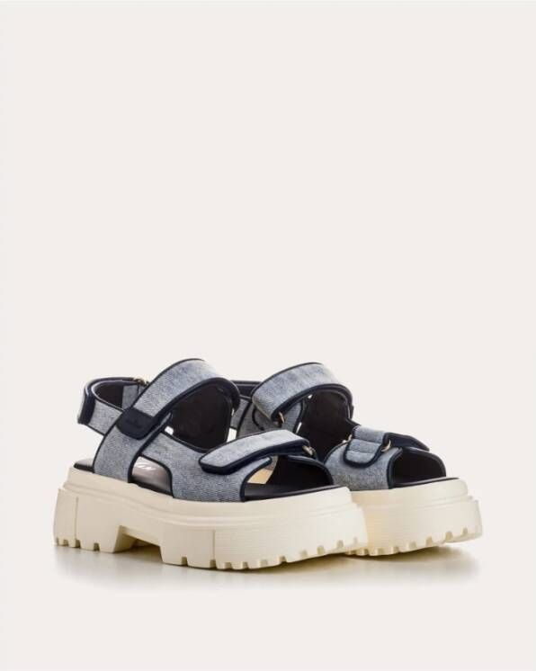 Hogan Casual denim sandalen met dikke zool Blue Dames