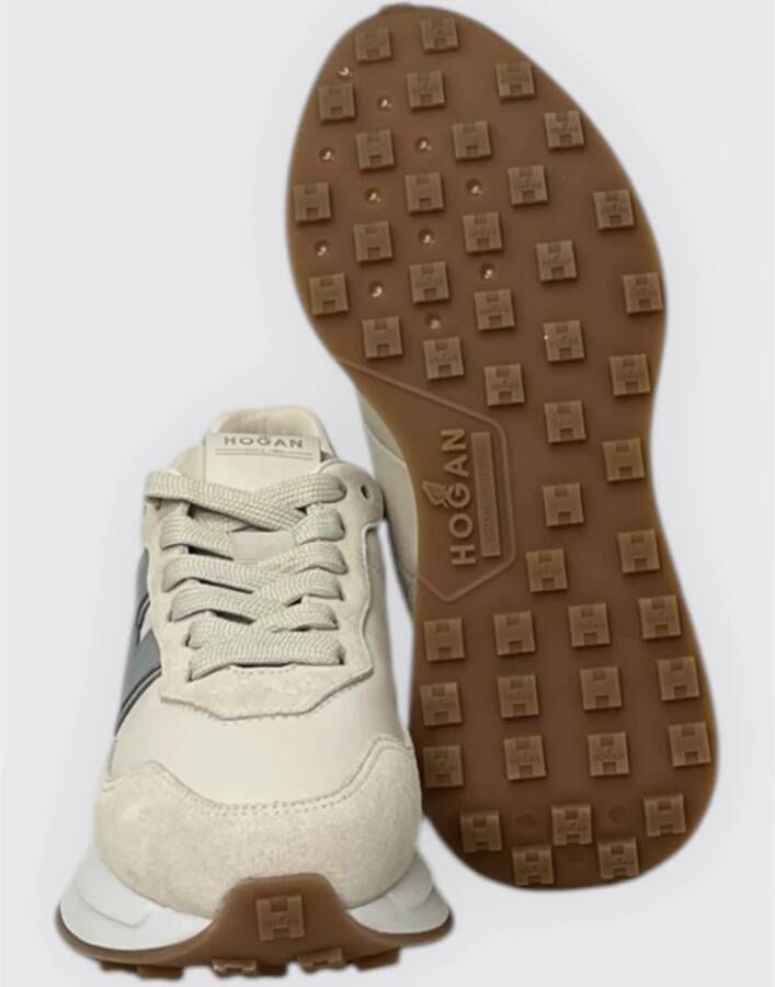 Hogan Casual Veterschoenen met Patch White Dames