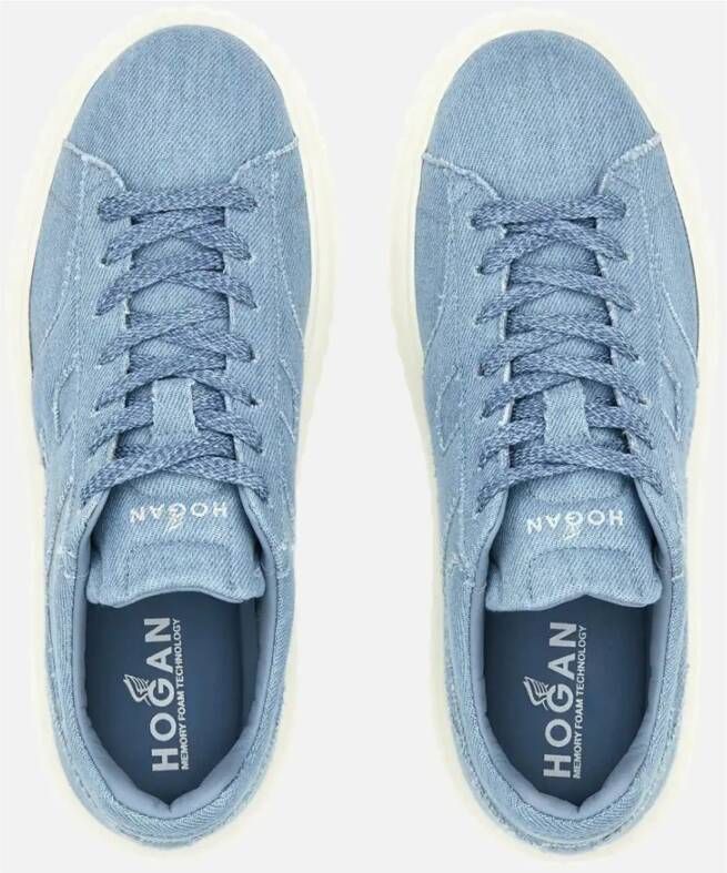 Hogan Clear Blue H-Stripes Denim Sneakers Blue Dames