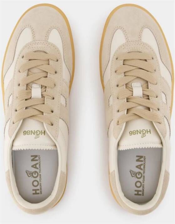 Hogan Coole Leren Sneakers Beige Dames