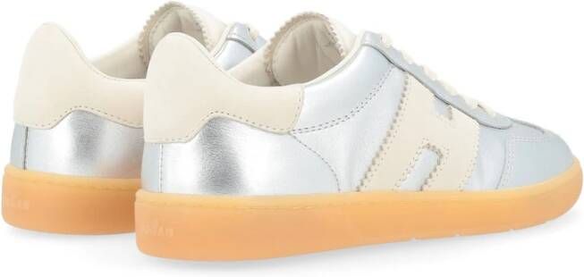 Hogan Coole Zilveren Leren Sneaker Gray Dames