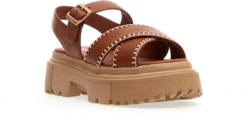 Hogan Cuoio Leren Sandalen Brown Dames