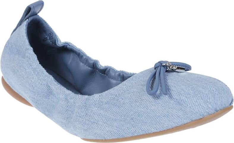 Hogan Denim Ballerina met Leren Charme Blue Dames