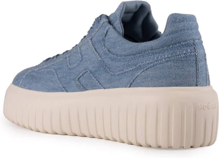 Hogan Denim damessneakers met logodetail Blue Dames