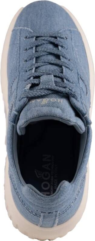 Hogan Denim damessneakers met logodetail Blue Dames