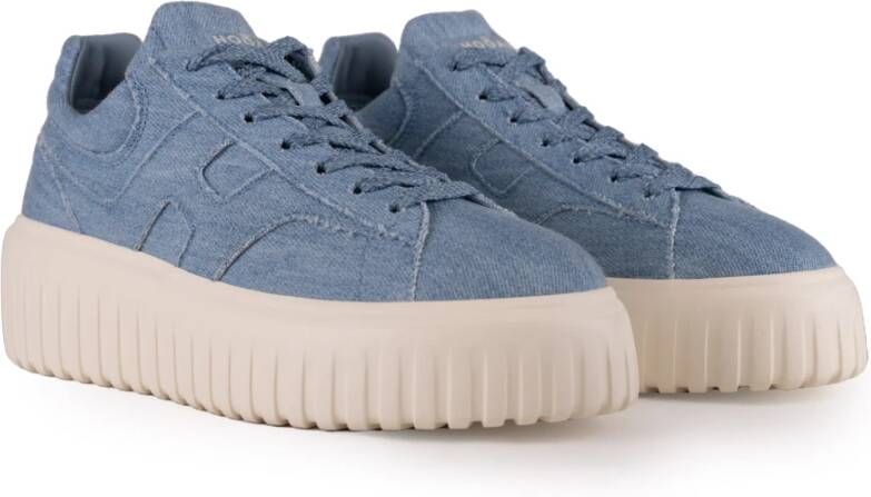 Hogan Denim damessneakers met logodetail Blue Dames