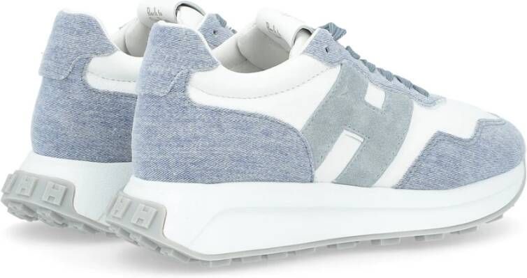 Hogan Denimblauwe Sneakers met Wit Leer Blue Dames