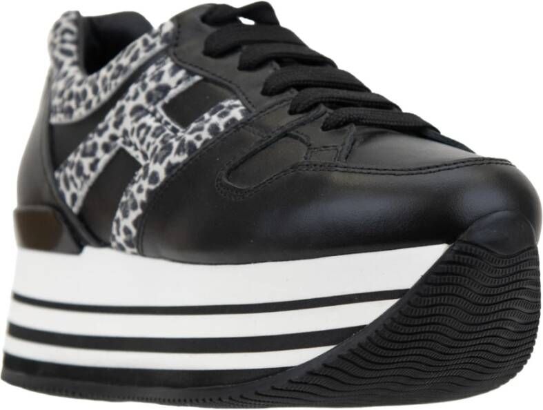 Hogan Dierenprint Veterschoenen voor Dames Black Dames