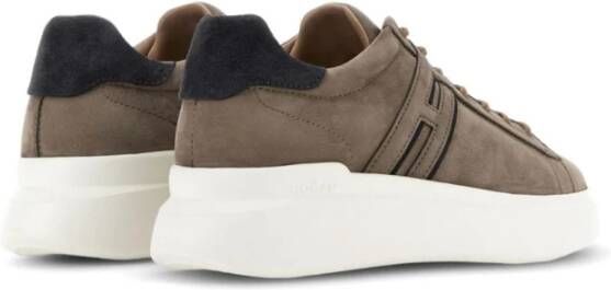 Hogan Duifgrijs Suède Platte Schoenen Brown Heren