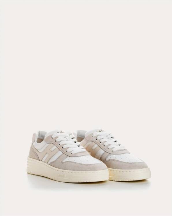 Hogan Elegante Leren Sneakers Beige Heren