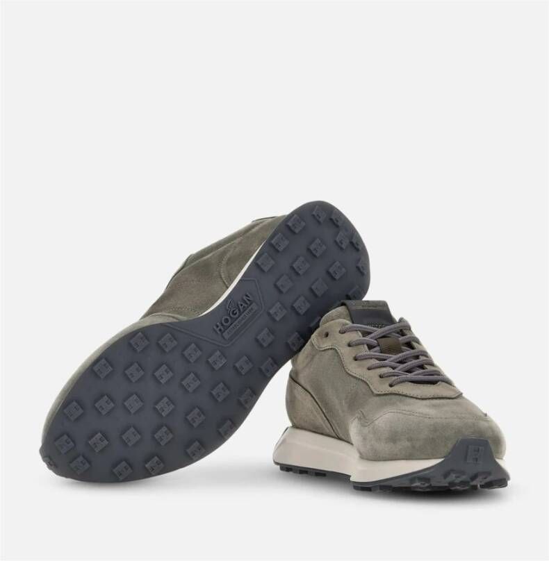 Hogan Fluweel Leren Sneakers Stijlvol en Comfortabel Gray Heren