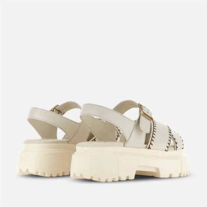 Hogan Gekruiste leren sandalen met H-vormige noppen White Dames