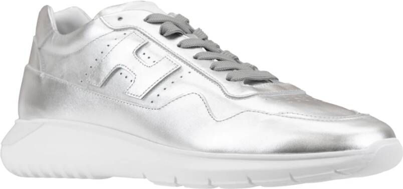 Hogan Gelamineerde leren vetersneakers Gray Heren