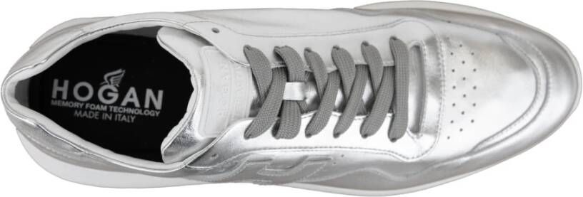 Hogan Gelamineerde leren vetersneakers Gray Heren