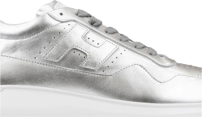 Hogan Gelamineerde leren vetersneakers Gray Heren