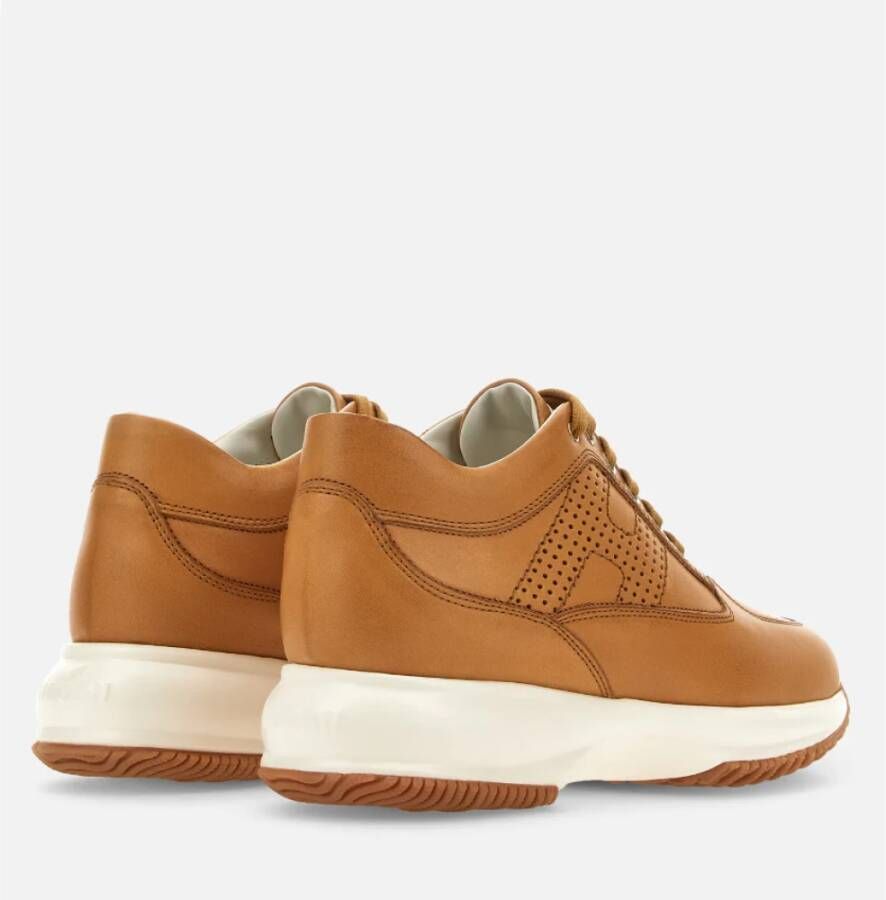 Hogan Geperforeerde Leren Sneakers met Verwijderbare Fussbett Brown Dames