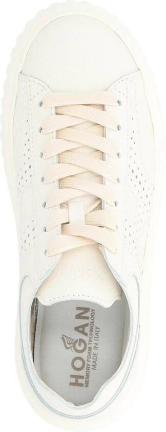 Hogan Gestreepte Geperforeerde Sneakers White Dames