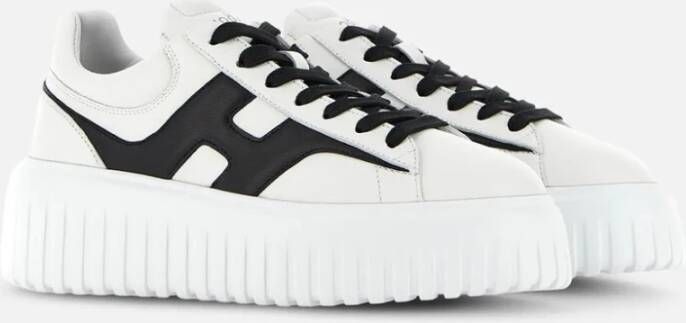 Hogan Gestreepte leren sneakers in zwart en wit White Dames